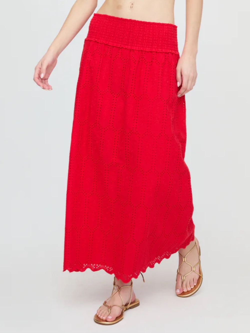 Hill House The Delphine Nap Skirt in Cherry Trellis Broderie